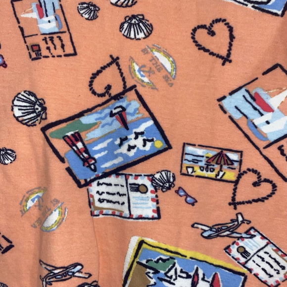 Women's Kim Rogers Polo Shirt, Size M, Coral beach theme design - Picture 3 of 4